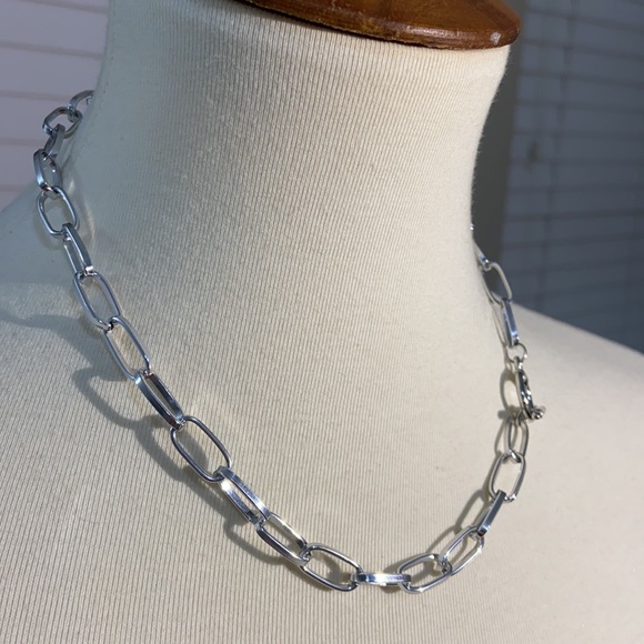 🔴 5/$20 chain link paper clip silver necklace NEW - Picture 3 of 4